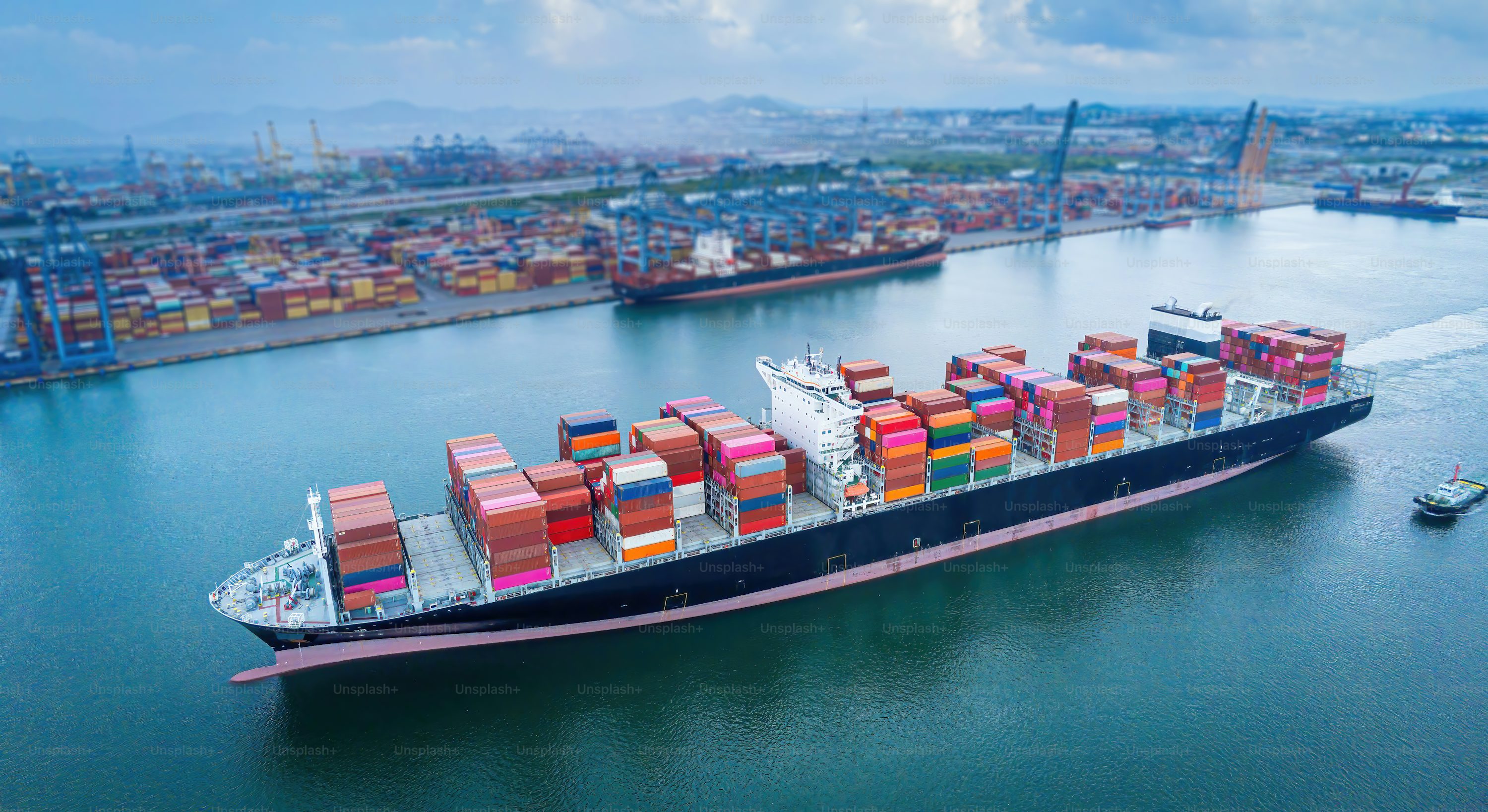 Container ship at sea
